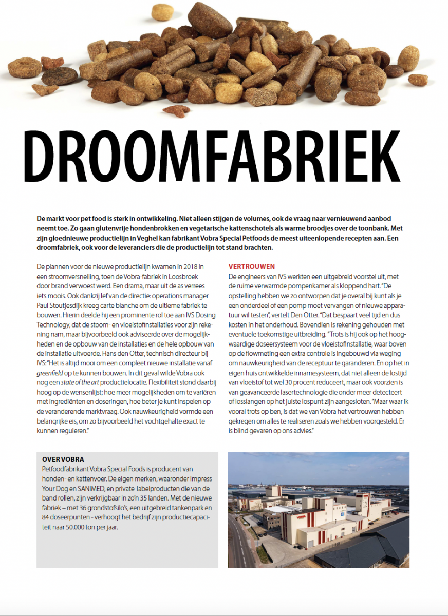 artikel IVS Droomfabriek Vobra Special Petfoods